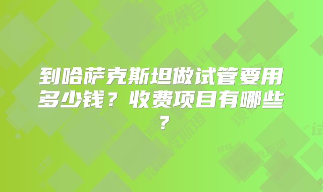 到哈萨克斯坦做试管要用多少钱？收费项目有哪些？