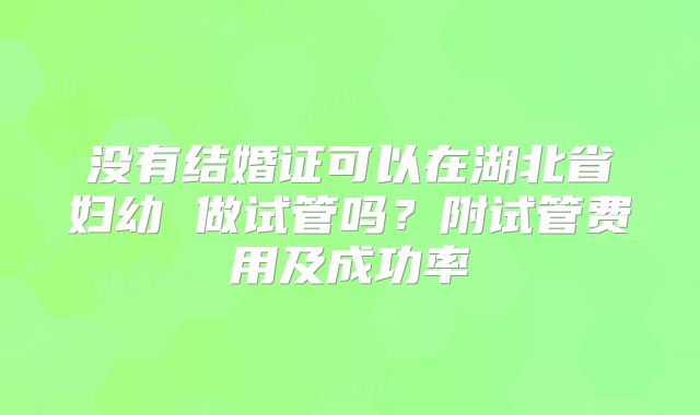 没有结婚证可以在湖北省妇幼 做试管吗？附试管费用及成功率
