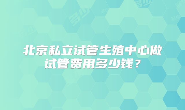 北京私立试管生殖中心做试管费用多少钱？