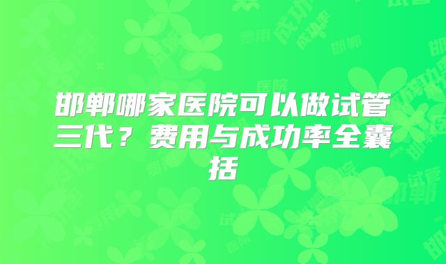 邯郸哪家医院可以做试管三代？费用与成功率全囊括