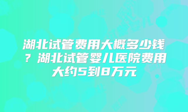 湖北试管费用大概多少钱？湖北试管婴儿医院费用大约5到8万元