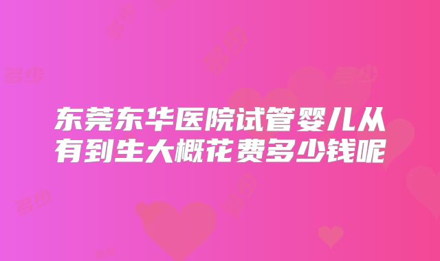 东莞东华医院试管婴儿从有到生大概花费多少钱呢