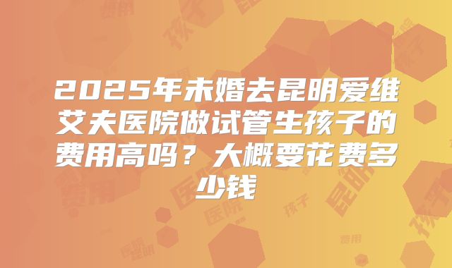 2025年未婚去昆明爱维艾夫医院做试管生孩子的费用高吗？大概要花费多少钱