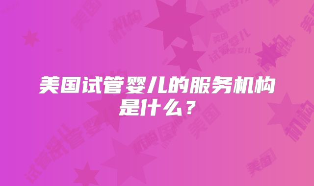 美国试管婴儿的服务机构是什么？