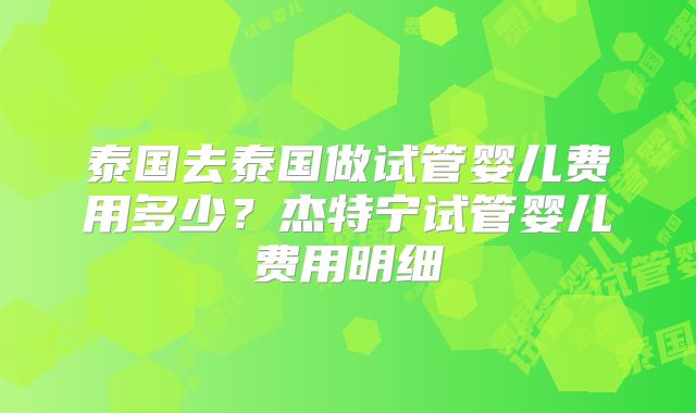 泰国去泰国做试管婴儿费用多少？杰特宁试管婴儿费用明细