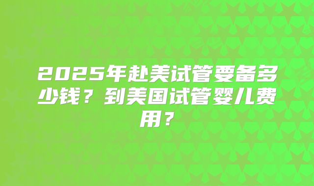 2025年赴美试管要备多少钱？到美国试管婴儿费用？