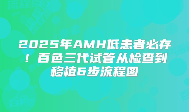 2025年AMH低患者必存！百色三代试管从检查到移植6步流程图
