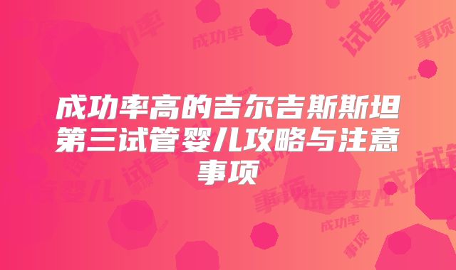 成功率高的吉尔吉斯斯坦第三试管婴儿攻略与注意事项