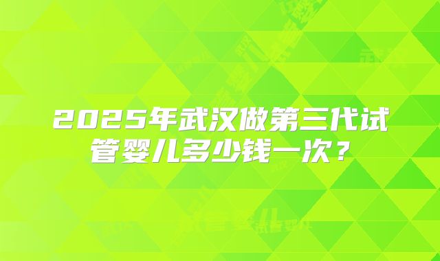 2025年武汉做第三代试管婴儿多少钱一次？
