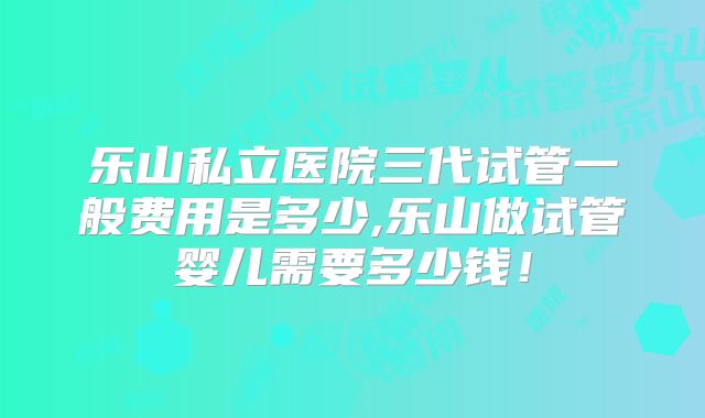 乐山私立医院三代试管一般费用是多少,乐山做试管婴儿需要多少钱！