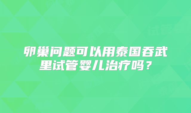 卵巢问题可以用泰国吞武里试管婴儿治疗吗？