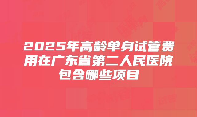 2025年高龄单身试管费用在广东省第二人民医院包含哪些项目