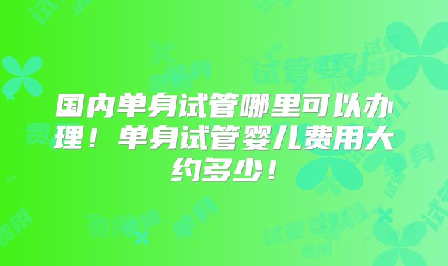 国内单身试管哪里可以办理！单身试管婴儿费用大约多少！
