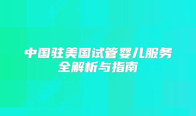 中国驻美国试管婴儿服务全解析与指南
