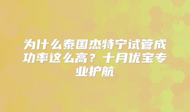为什么泰国杰特宁试管成功率这么高?十月优宝专业护航