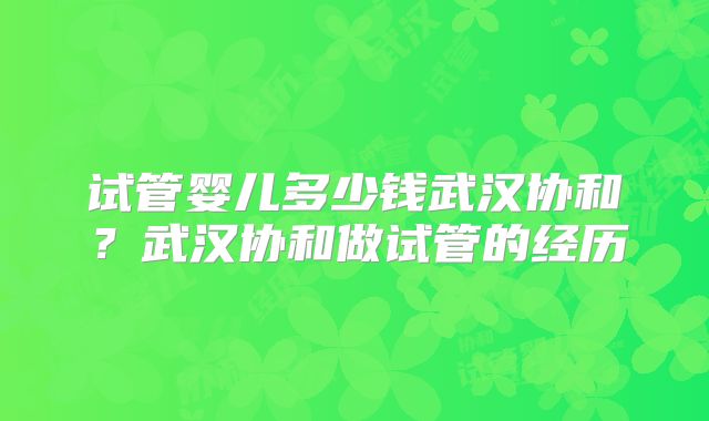 试管婴儿多少钱武汉协和？武汉协和做试管的经历