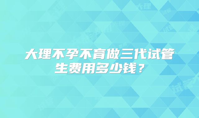 大理不孕不育做三代试管生费用多少钱？
