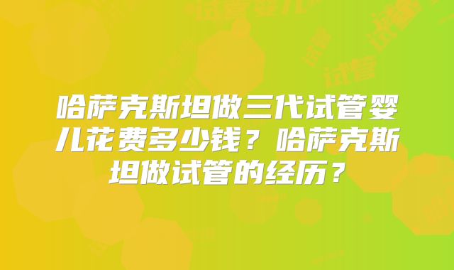 哈萨克斯坦做三代试管婴儿花费多少钱？哈萨克斯坦做试管的经历？