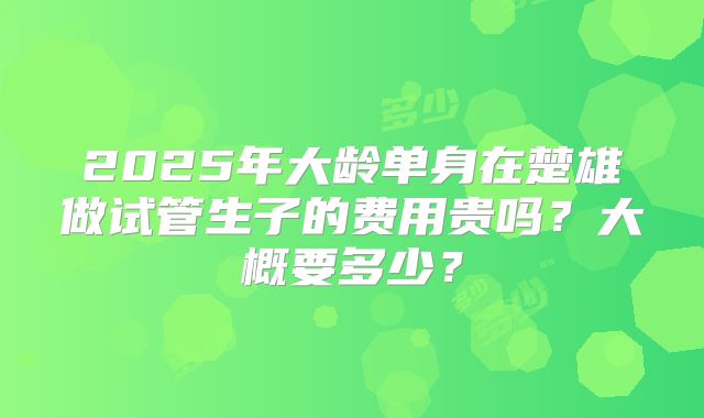 2025年大龄单身在楚雄做试管生子的费用贵吗？大概要多少？