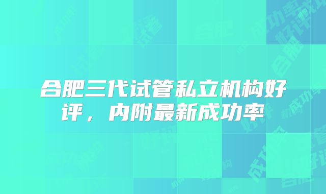 合肥三代试管私立机构好评，内附最新成功率