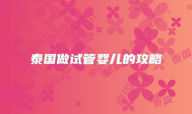 泰国做试管婴儿的攻略