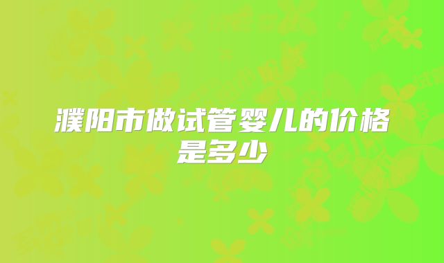 濮阳市做试管婴儿的价格是多少