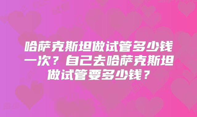 哈萨克斯坦做试管多少钱一次？自己去哈萨克斯坦做试管要多少钱？
