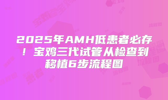 2025年AMH低患者必存！宝鸡三代试管从检查到移植6步流程图
