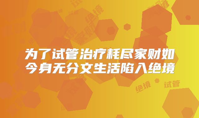 为了试管治疗耗尽家财如今身无分文生活陷入绝境