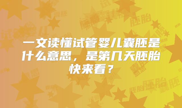 一文读懂试管婴儿囊胚是什么意思,是第几天胚胎快来看?