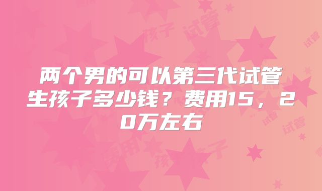 两个男的可以第三代试管生孩子多少钱?费用15,20万左右