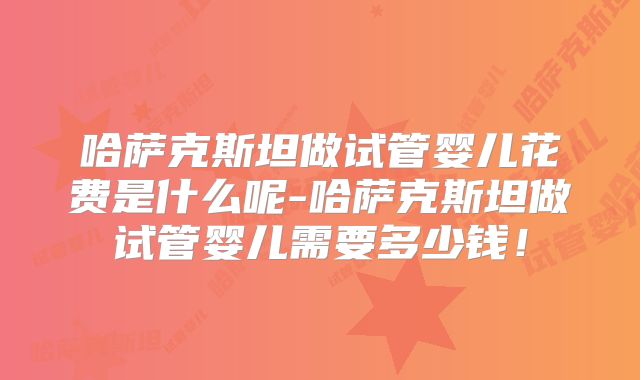 哈萨克斯坦做试管婴儿花费是什么呢-哈萨克斯坦做试管婴儿需要多少钱！