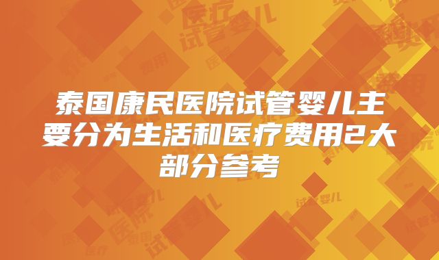 泰国康民医院试管婴儿主要分为生活和医疗费用2大部分参考