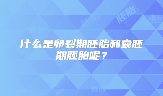 什么是卵裂期胚胎和囊胚期胚胎呢？
