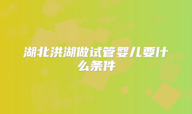 湖北洪湖做试管婴儿要什么条件