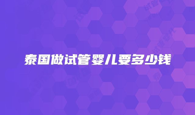 泰国做试管婴儿要多少钱