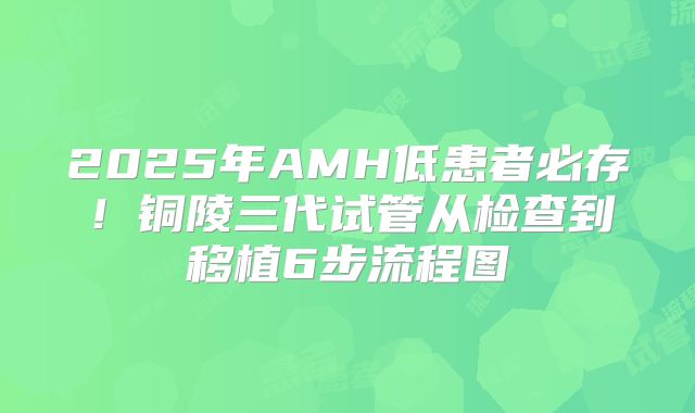 2025年AMH低患者必存！铜陵三代试管从检查到移植6步流程图