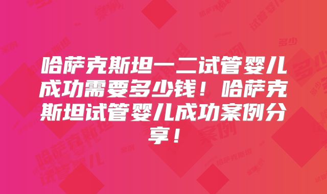 哈萨克斯坦一二试管婴儿成功需要多少钱！哈萨克斯坦试管婴儿成功案例分享！