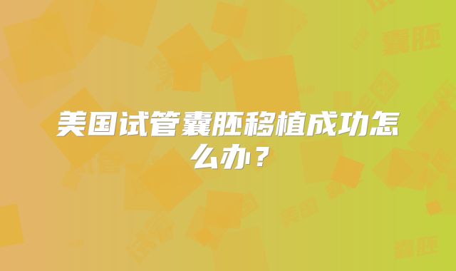 美国试管囊胚移植成功怎么办？