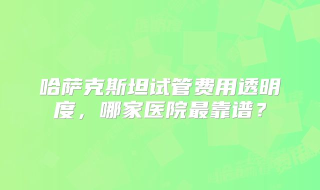 哈萨克斯坦试管费用透明度，哪家医院最靠谱？