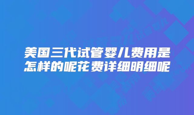 美国三代试管婴儿费用是怎样的呢花费详细明细呢