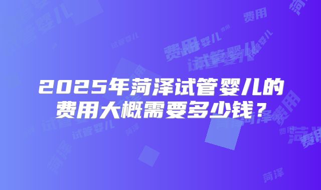 2025年菏泽试管婴儿的费用大概需要多少钱？