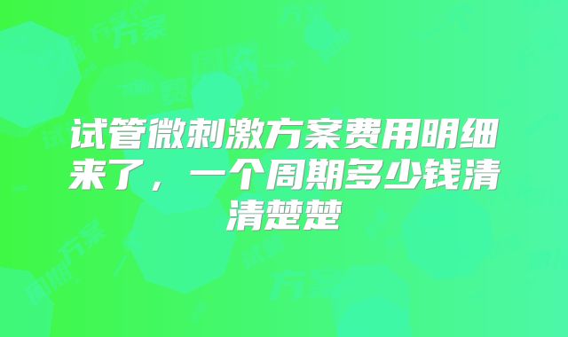 试管微刺激方案费用明细来了，一个周期多少钱清清楚楚