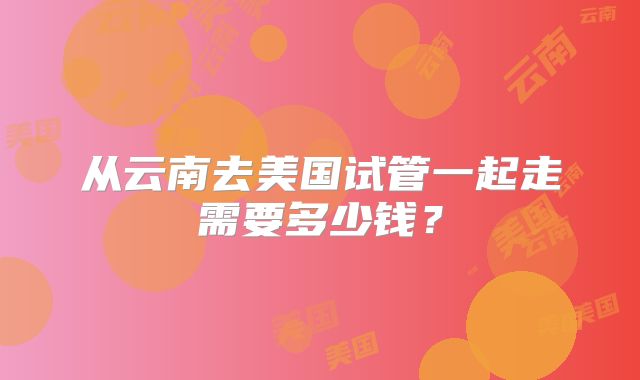 从云南去美国试管一起走需要多少钱？