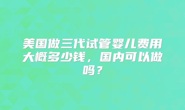 美国做三代试管婴儿费用大概多少钱,国内可以做吗?