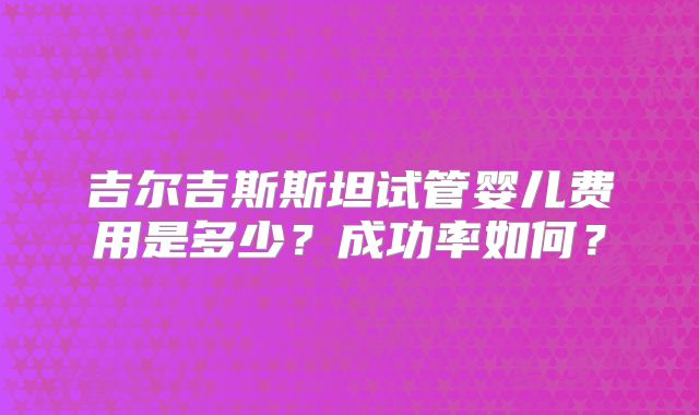 吉尔吉斯斯坦试管婴儿费用是多少？成功率如何？
