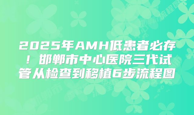2025年AMH低患者必存！邯郸市中心医院三代试管从检查到移植6步流程图