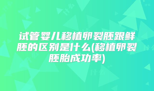 试管婴儿移植卵裂胚跟鲜胚的区别是什么(移植卵裂胚胎成功率)