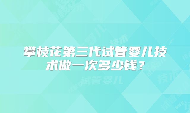 攀枝花第三代试管婴儿技术做一次多少钱？