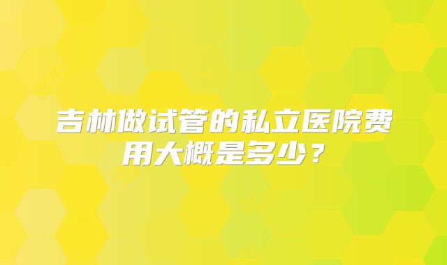 吉林做试管的私立医院费用大概是多少？
